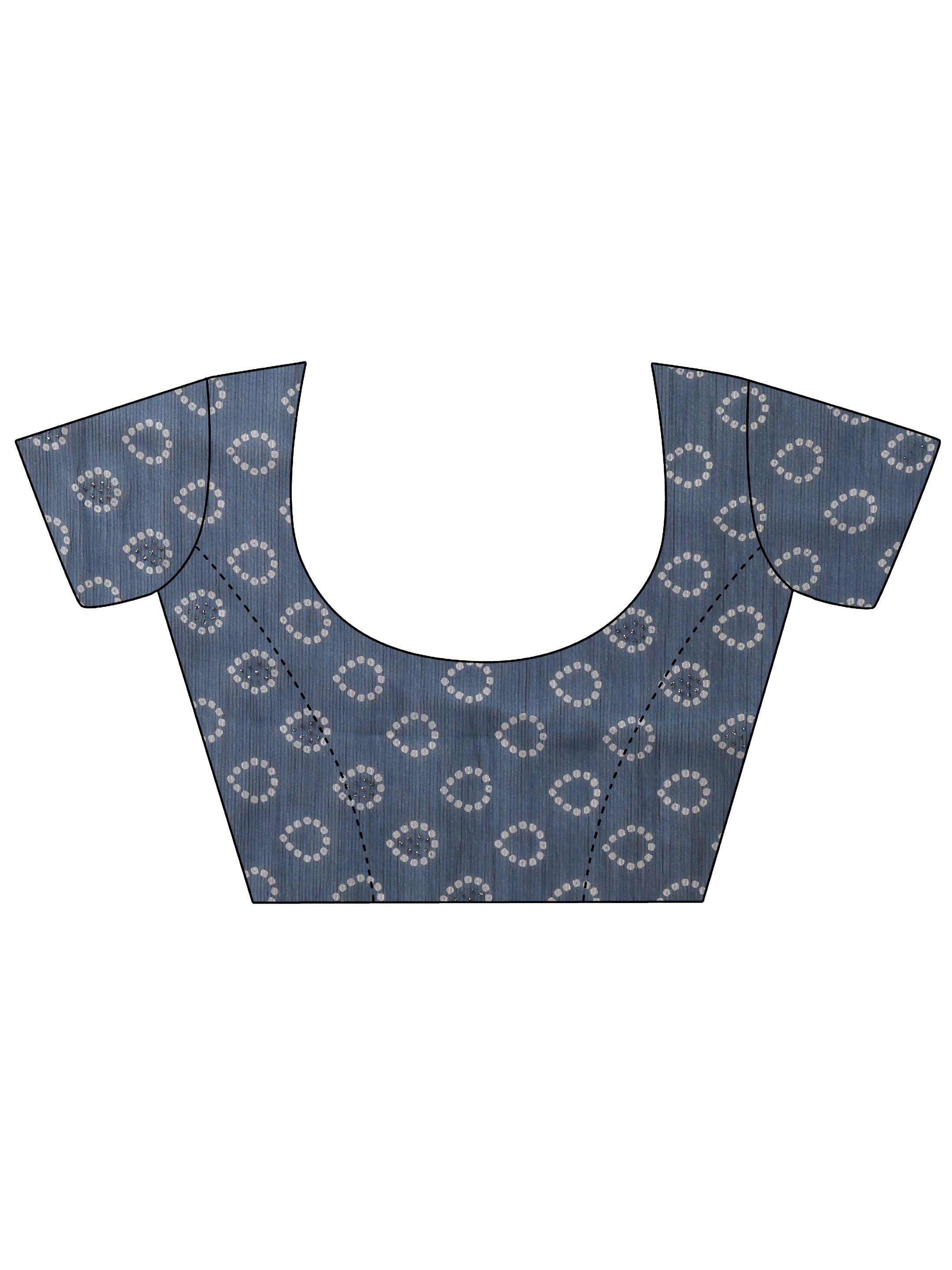 Navy Blue Bandhani Printed Chiffon Saree With Unstitched Blouse Piece