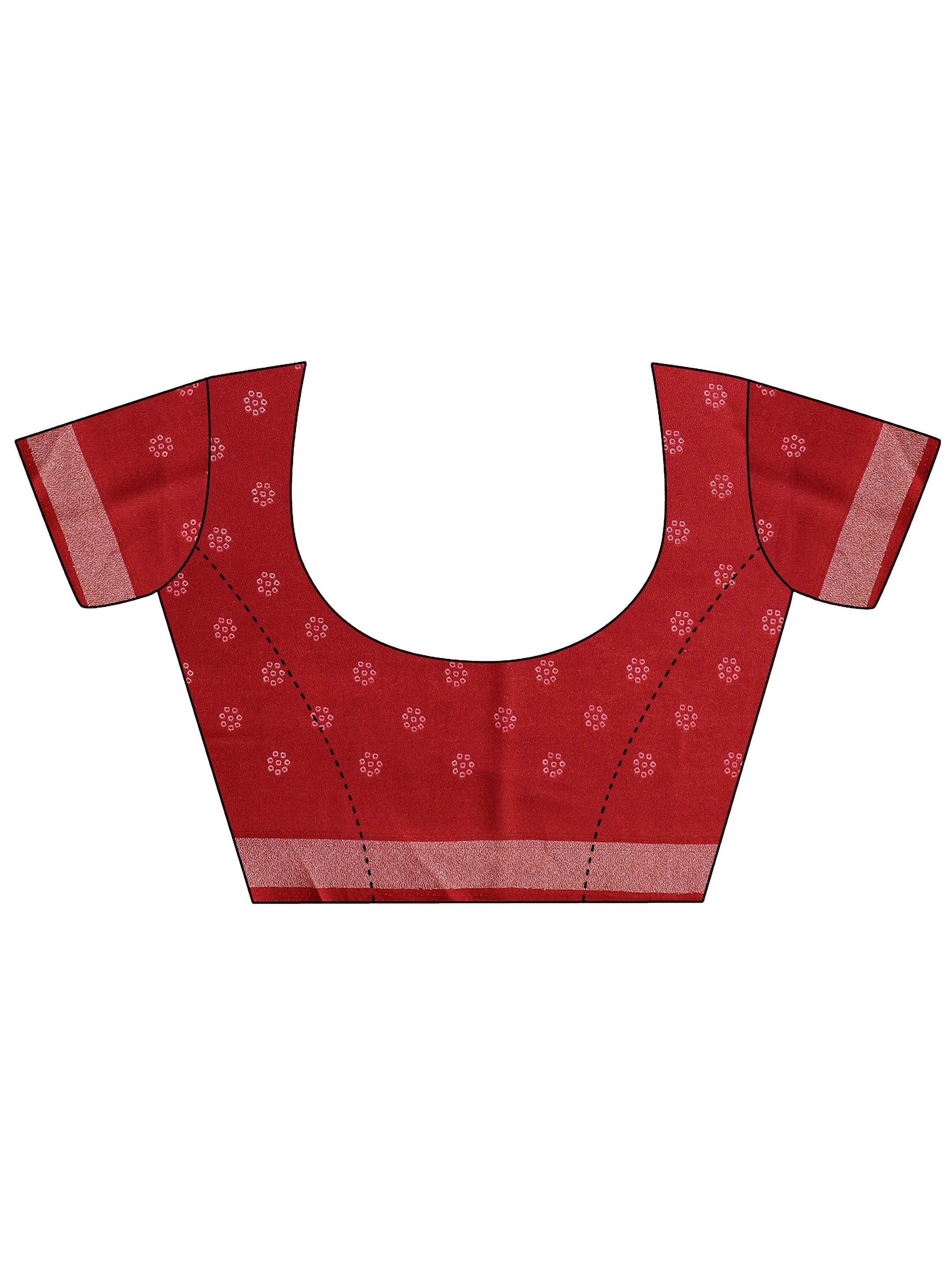 Red Bandhani Printed Georgette Saree With Unstitched Blouse Piece