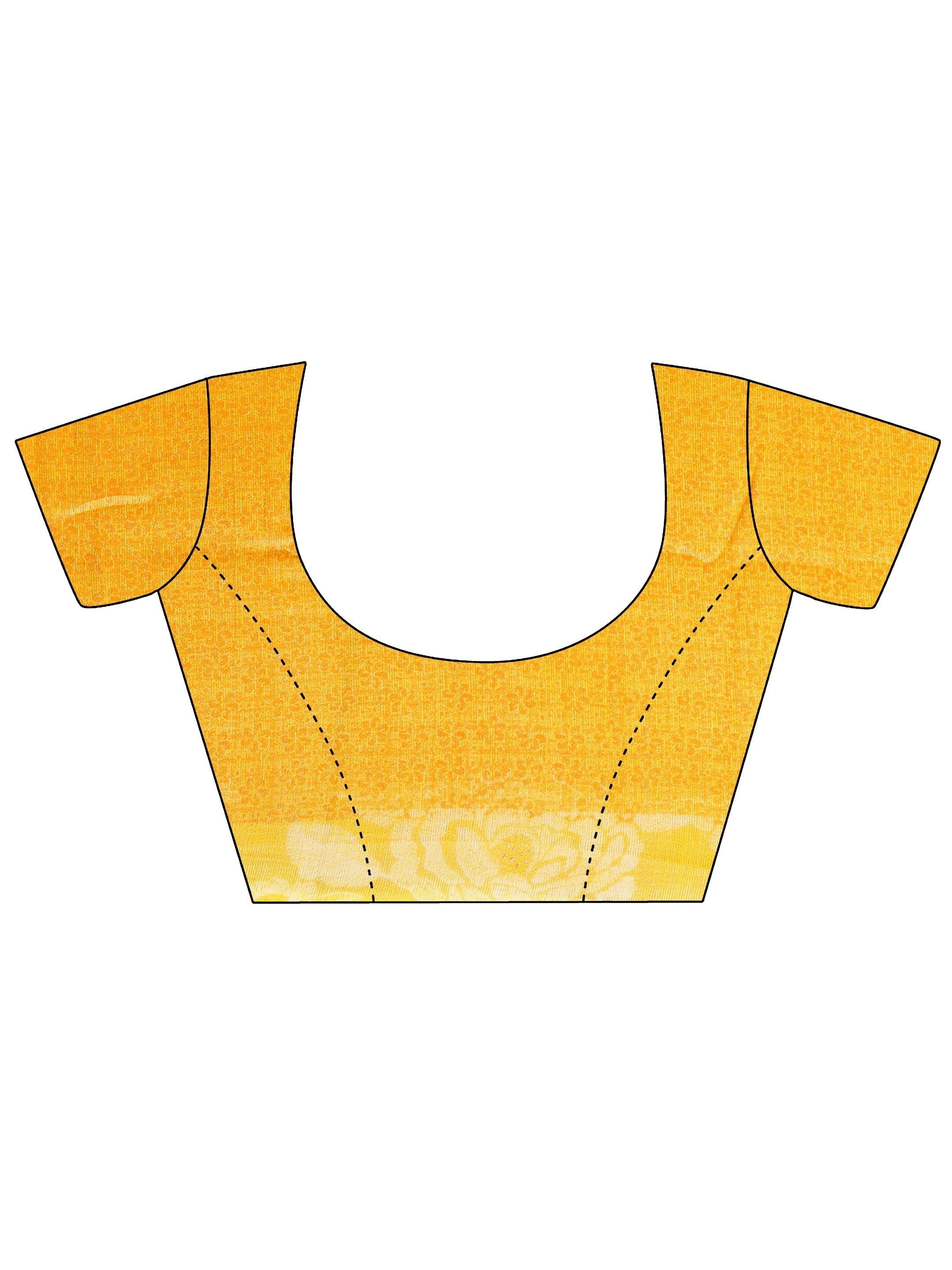 Yellow Printed Chinon Saree With Unstitched Blouse Piece